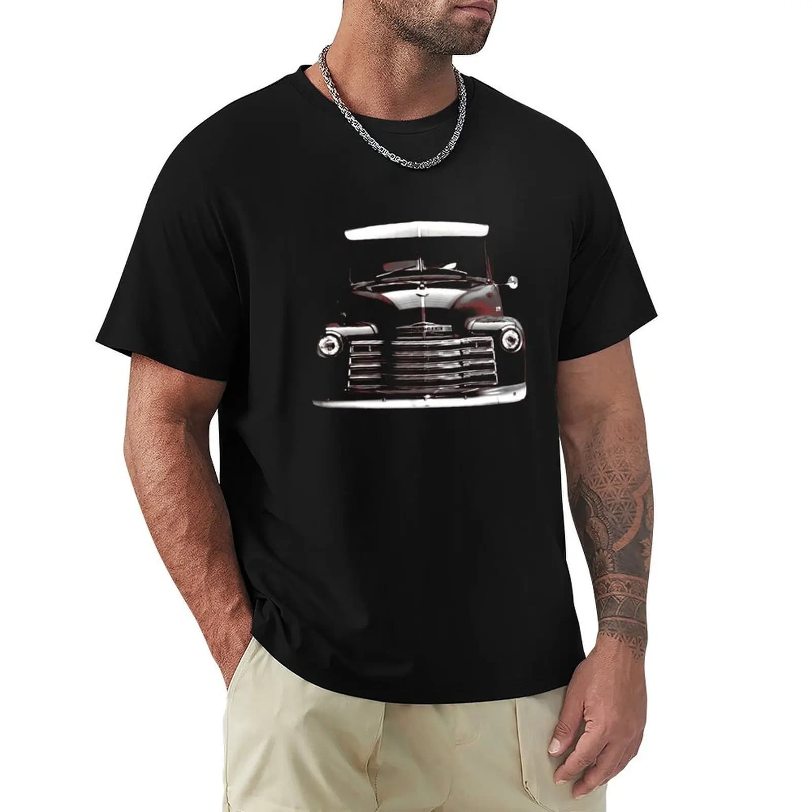 1951 Chevy 3100 Pick up Truck Front View Silhouette T-Shirt tops sports fans t shirts for men graphic