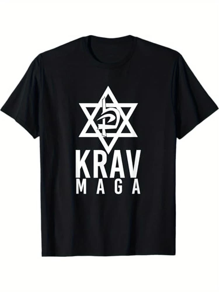 Krav Maga Star of David Graphic design-100% cotton summer O-neck short sleeve casual printed men's T-shirt.