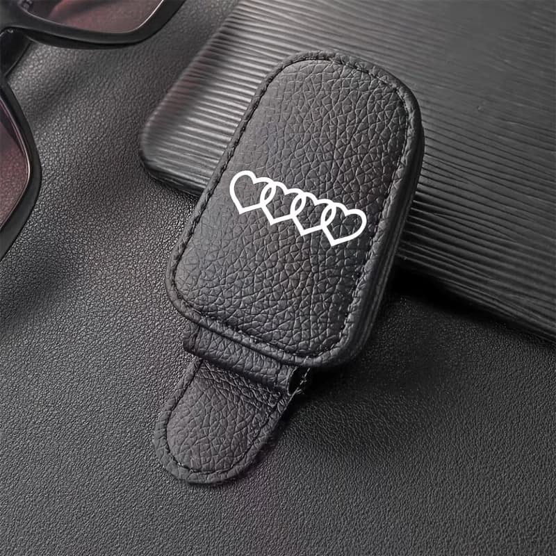Black Eyeglass Holder Clip with Intersecting Heart Design Magnetic Fashion Glasses Holder for Car Sun Visor Glasses Holder Clip