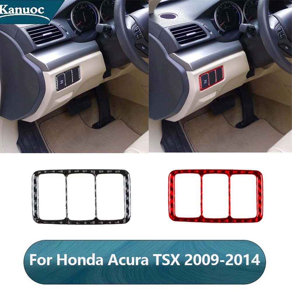 For Honda Acura TSX 2009-2014 Carbon Fiber Lighting Control Stickers Trim Strip Car Styling Interior Accessories