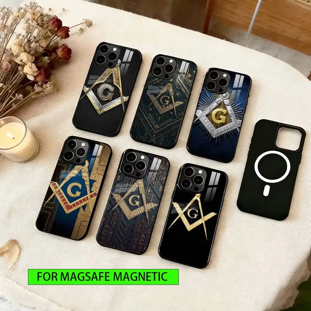 F-Freemasonry S-Symbol Phone Case For iPhone17,16,15,14,13,12,11 Plus,Pro Magnetic For Magsafe Wireless Charging