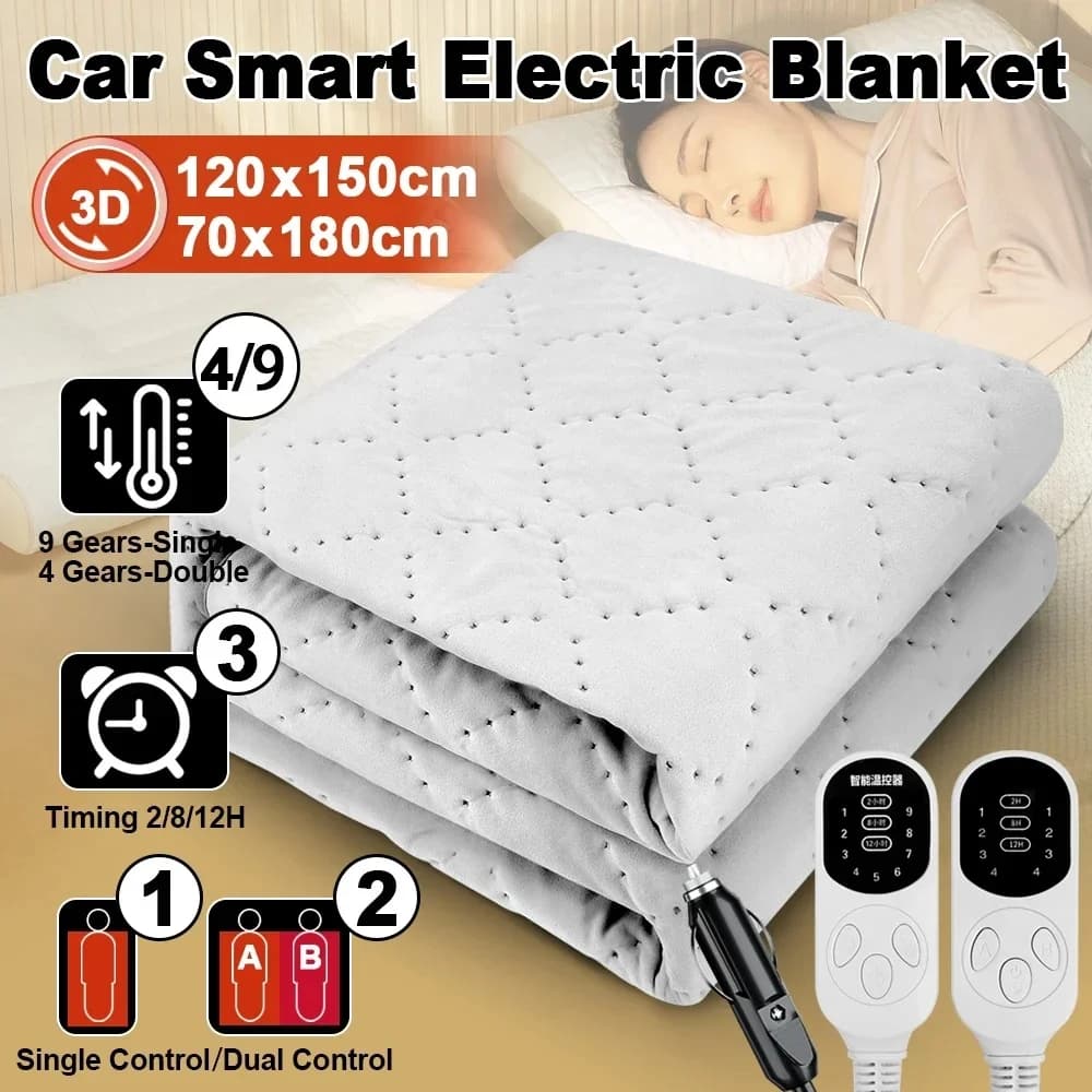 1PC Car Heating Blanket Durable Electric Heating Blanket For Car Camping RV SUV Rv Travel Energy-Efficient Heated Blanket Part
