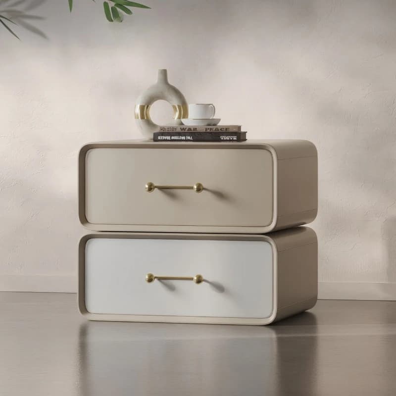 Italian simple rotatable premium bedside table household bedroom cream wind children's small apartment storage cabinet