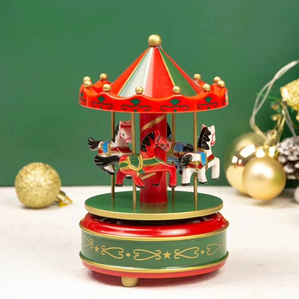 Christmas Carousel Carousel Music Box Interactive Wooden Rotating Wooden Music Box Exquisite DIY Children Gifts Musicbox