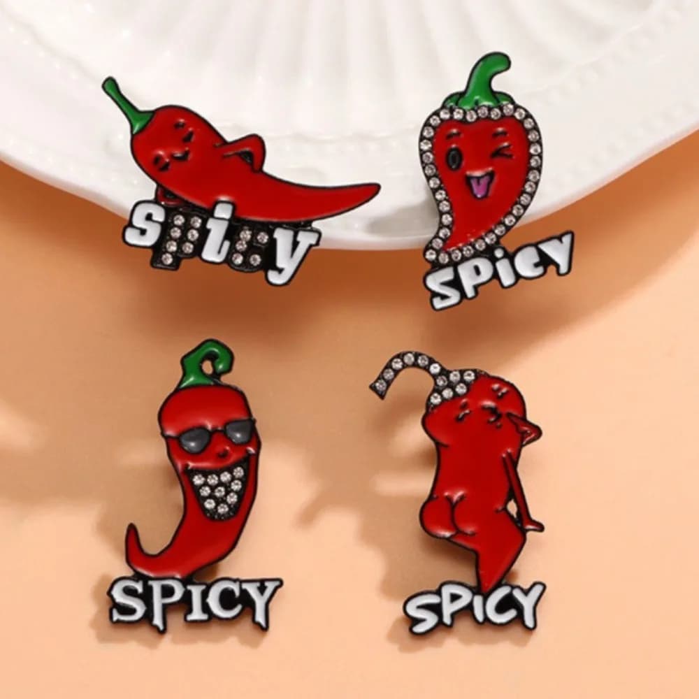 Cartoon Food Chili Badges Brooch Pin Enamel Fashion DIY Cloth Backpack Decoration Accessory Bag Waist Fixing Crafts Badge