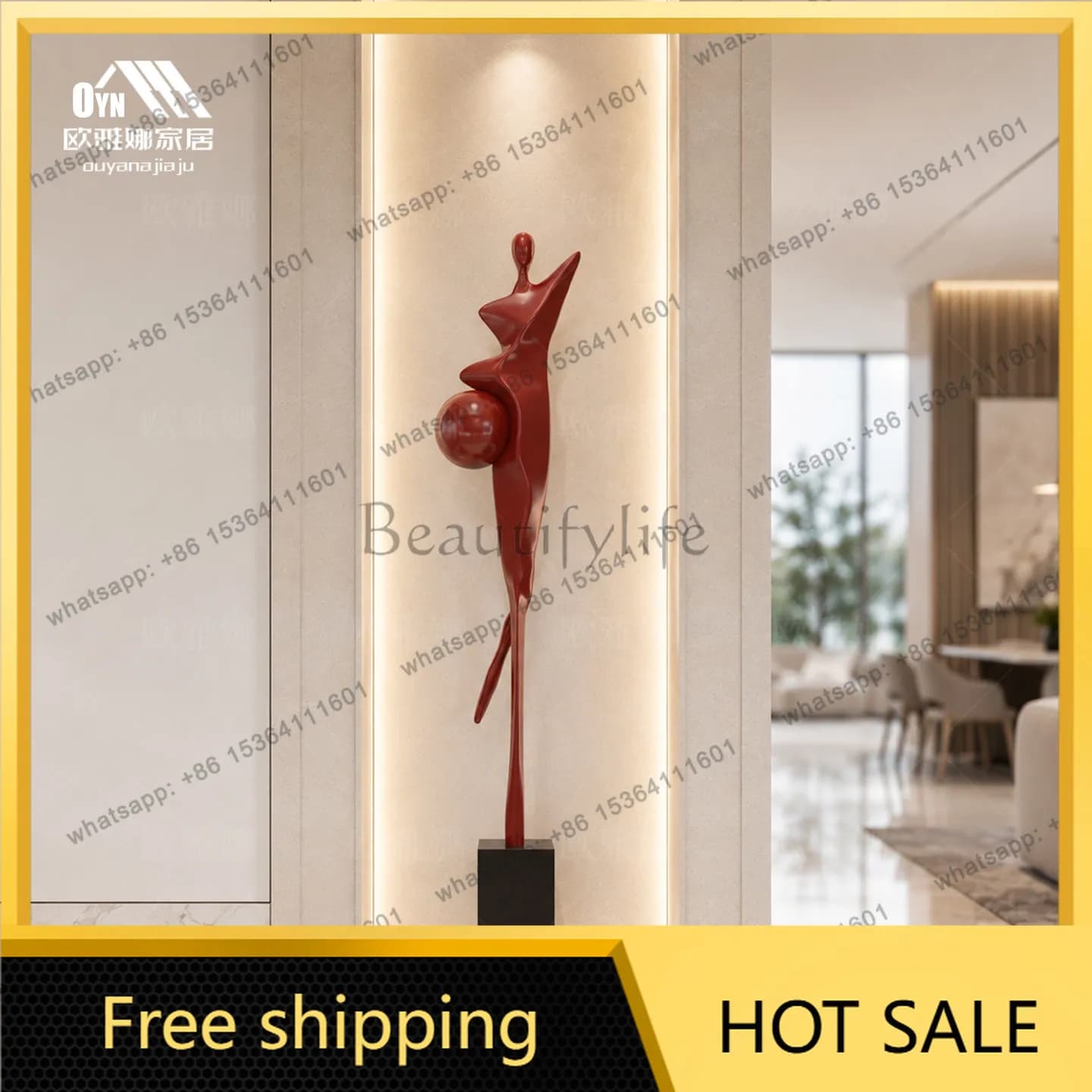 Light luxury porch cabinet ornament minimalist strip art figure sculpture