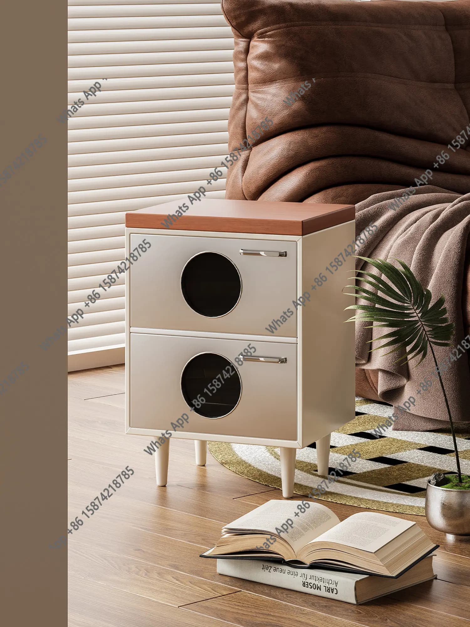 Kawadano French light luxury retro cream white bedside table minimalist high-end modern simple bedroom storage cabinet