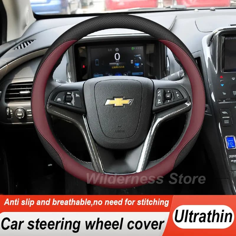 Leather Car Steering Wheel Cover For Chevrolet Volt MK1 2010-2015 2016 Non Slip Steering Wheel Cover Chevrolet Volt Accessories