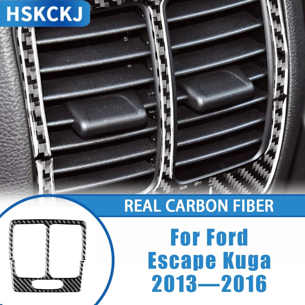 For Ford Escape Kuga 2013—2016 Car Accessoreis Carbon Fiber Rear Console Air Vent Outlet Panel Decal Interior Cover Trim Sticker