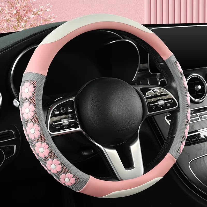 Cute Floral Car Steering Wheel Cover Universal Women Steering Wheel Cover Cute Car Accessories Interior Woman Steering Covers