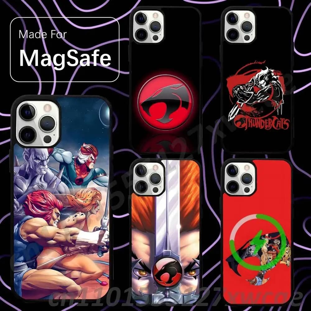 Cartoon T-ThunderCats For Magsafe Wireless Charger Case For iPhone 15,16,17,13,14,11,12,Pro,Max,Plus,E,Air,Mini Protection