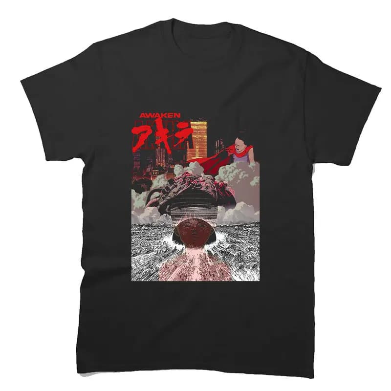 Akira Cyberpunk City Explosion Gift T‑Shirt Katsuhiro Otomo Retro Manga Shotaro Kaneda Neo‑Tokyo Anime Print Short Sleeve Tops