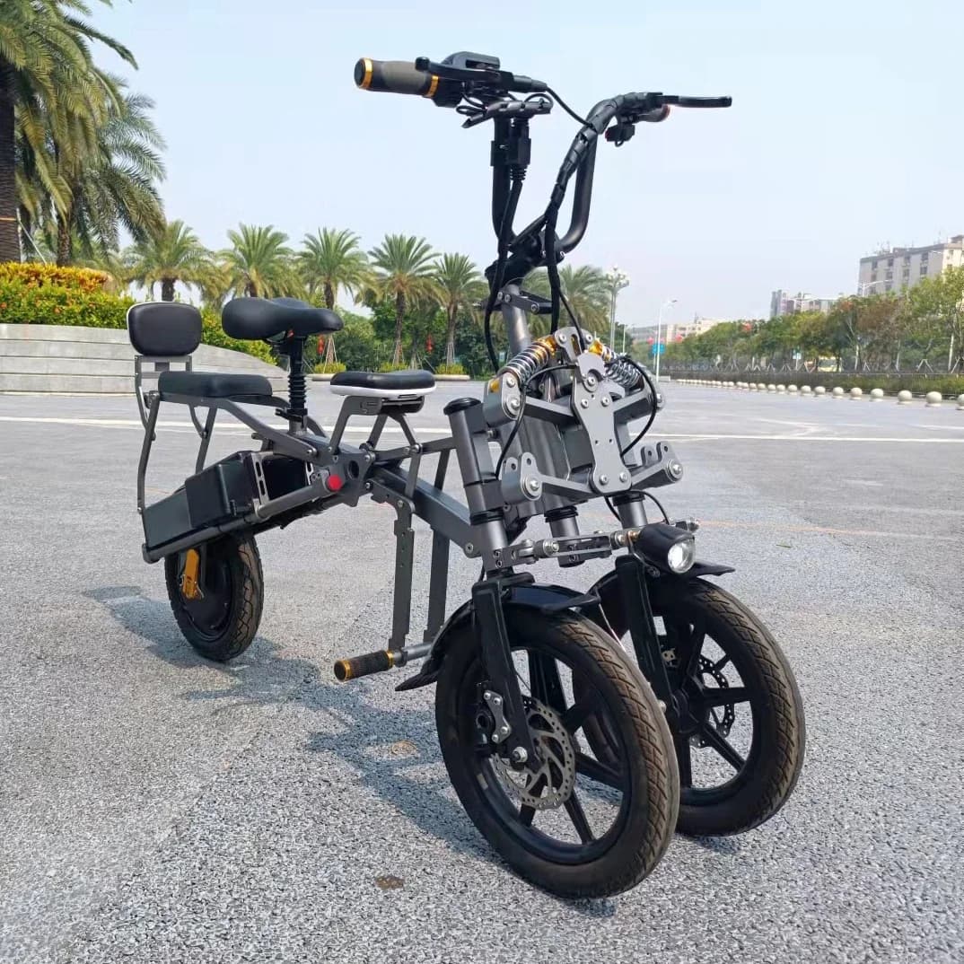 z for Upgraded 14'' electric tricycle 500W 48V dual battery folding bike 3 wheel scooters 2 seat tricycles