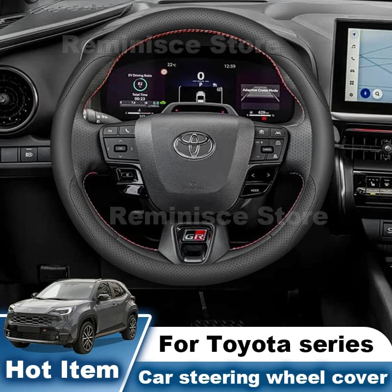 Nappa Leather Car Steering Wheel Cover For Toyota GR Yaris RAV4 CHR Camry Corolla Yaris Cross Aygo X 2026 2025-2015 Accessories