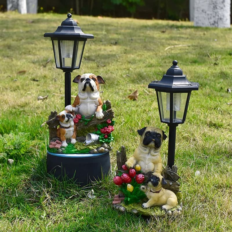 Solar Hexagonal Garden Lamp Resin Cute Figurine Light Animal/ Child/ Gnome Decorative Lamp Lawn Courtyard Garden Decoration