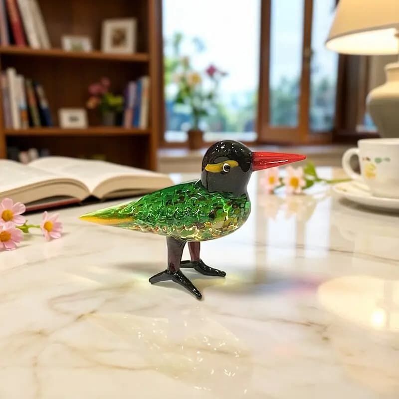 Murano Glass Bird Figurine Ornament Handmade Cute Animal Small Statue Home Table Decor Collectible Perfect Holiday New Year Gift