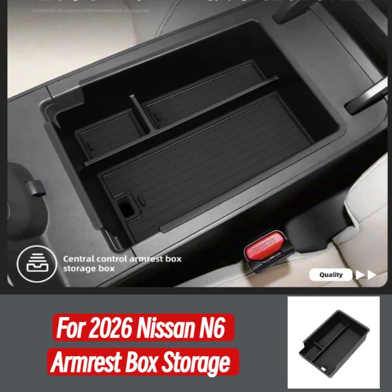 For 2026 Nissan N6 Armrest Box Storage Organizer - Anti-Slip Multi-Compartment Car Interior Organizer Tidy Accessories