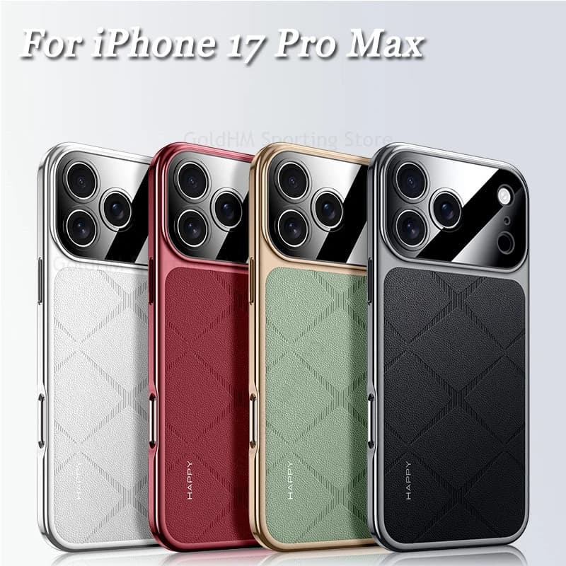 Capa For iPhone 17 Pro Max Diamond Leather Plating Shockproof Case For Apple 17 Air Camera Protector Phone Protection Back Cover