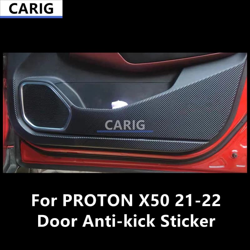 For PROTON X50 21-22 Door Anti-kick Sticker Modified Carbon Fiber Pattern Interior Car Film Accessories Modification