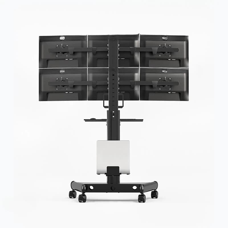 Six-screen monitor bracket, floor-to-ceiling mobile cart, desktop base.