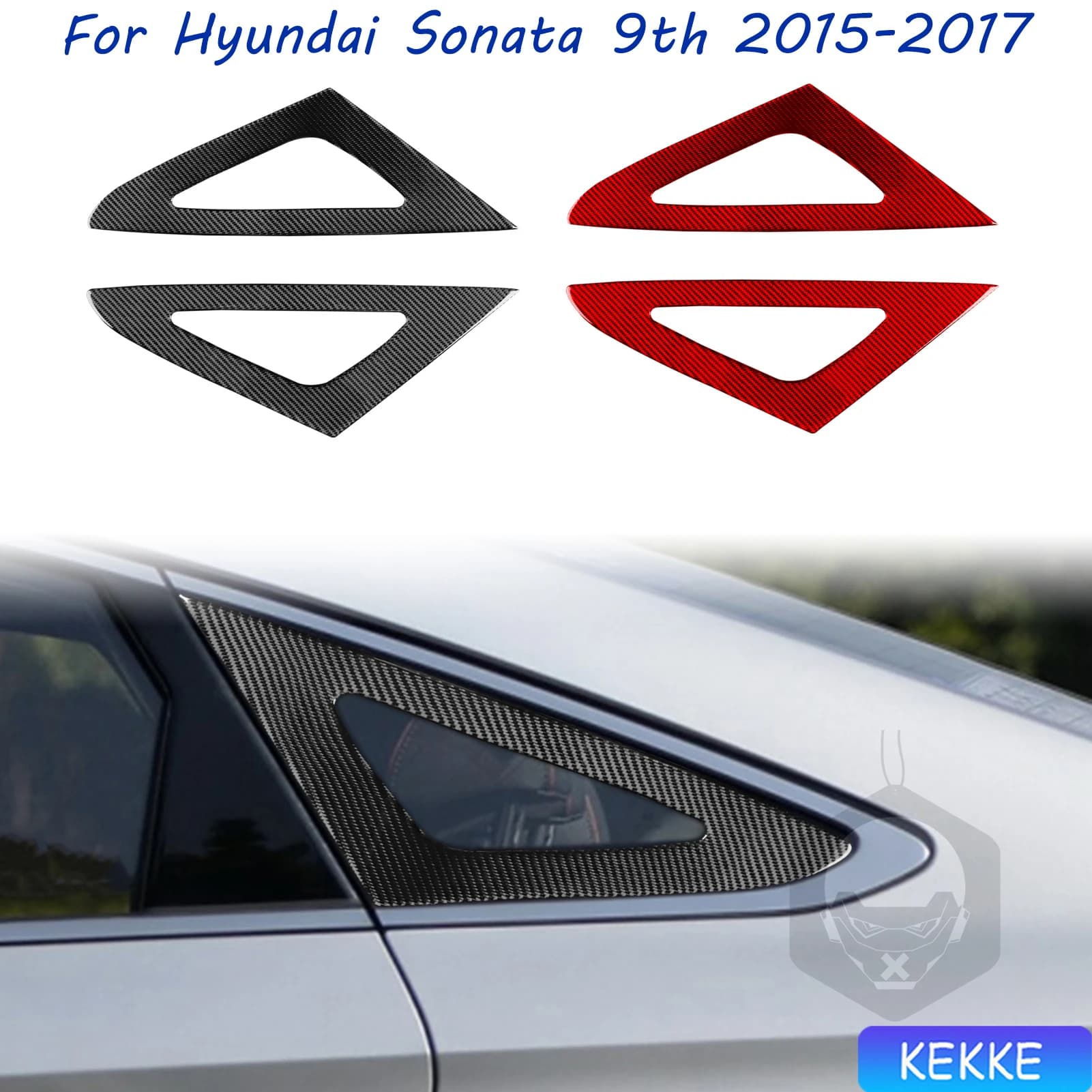 For Hyundai Sonata 9 2015 2016 2017 Rear Triangular Window Trim Real Carbon Fiber Sticker Car Interior Accessories