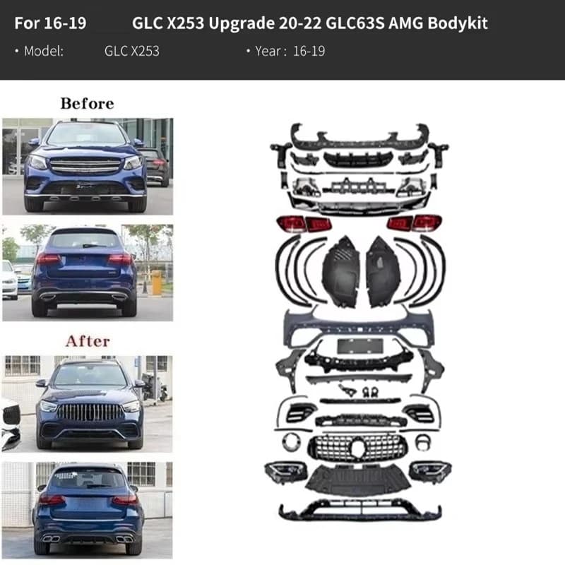 Lossless Installation Modified Facelift Bodykit for GLC X253 GLC Coupe C253 GLC X254 Upgrade GLC43 GLC63S GLC63 AMG Bodykit