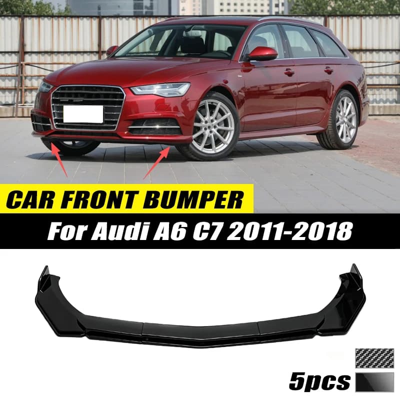 For Audi A6 C7 2011-2018 Front Bumper Lip Front Guard Spoiler High-quality ABS Material Body Kit Front Lip Accessories