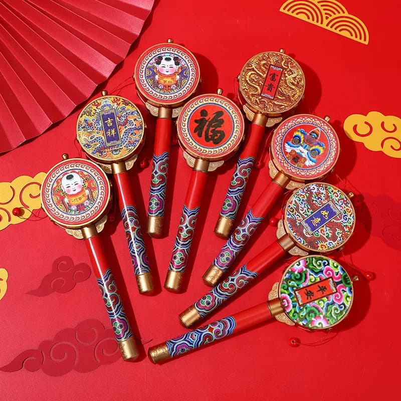 Children Rattle-Drum Antique Retro Handmade Chinese Style Exquisite Rattle-Drum Creative Cultural Craft Chinese Travel Gift