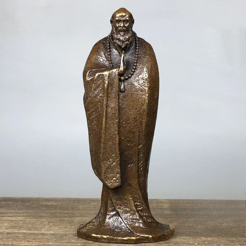 Antique Dharma Statue Zen Dharma Master Bodhidharma Statue Mini Desktop Figurine Home Decor Altar Display Ornament