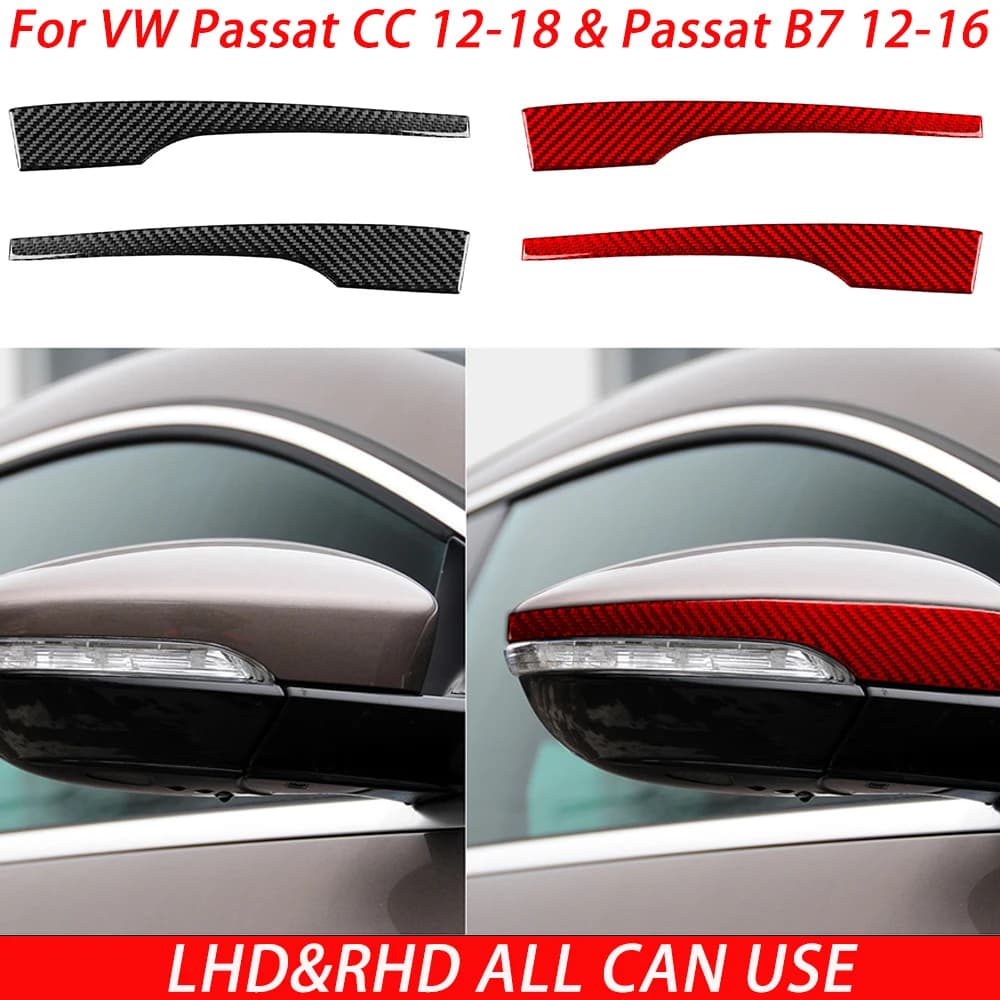 For VW Passat CC 2012-2018 & Passat B7 2012-2016 Carbon Fiber Rearview Mirror Sticker  Car  Accessories Decoration Sticker