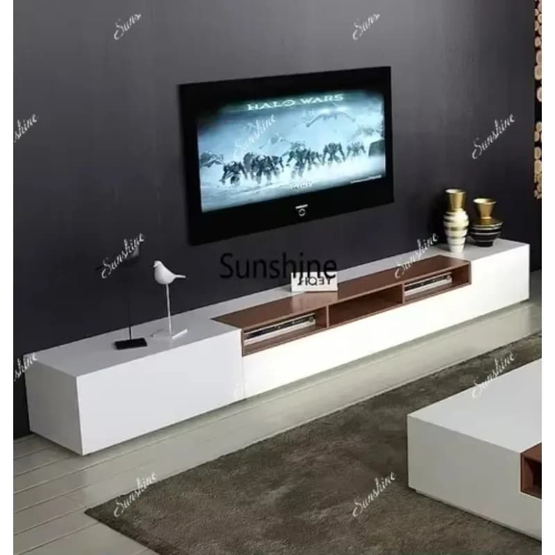 Paint Square Coffee Table Living Room TV Cabinet and Tea Table Combination Audiovisual Cabinet Tea Table Complete Set  FT