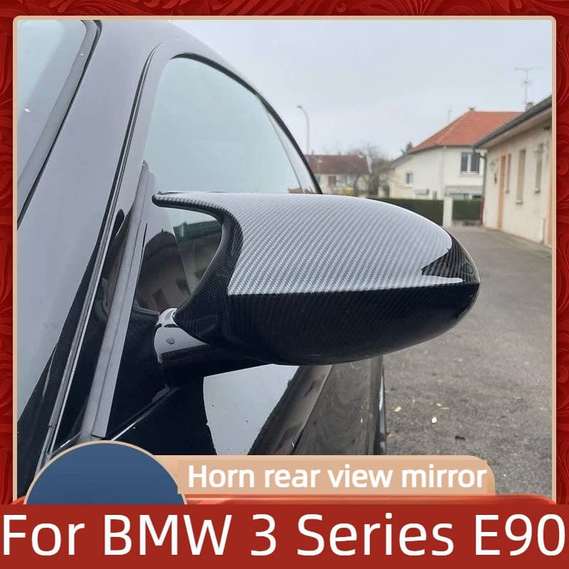 Horn Rearview Mirror Cover For BMW 3 Series E90 Accessories 2005-2013,ABS Material Full Protection,Anti-Impact,Anti-Aging
