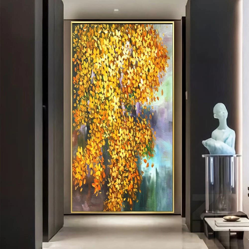 Abstract Oil Painting Handmade Bright Texture Canvas Wall Art Home Decor Mural Palette Knife Outline Drawing