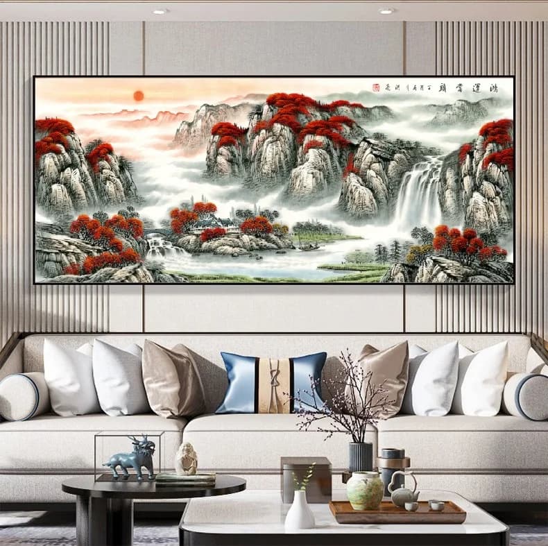 Good luck is at hand landscape painting, Print Art Canvas Poster, For Living Room Decor, Home Wall Picture