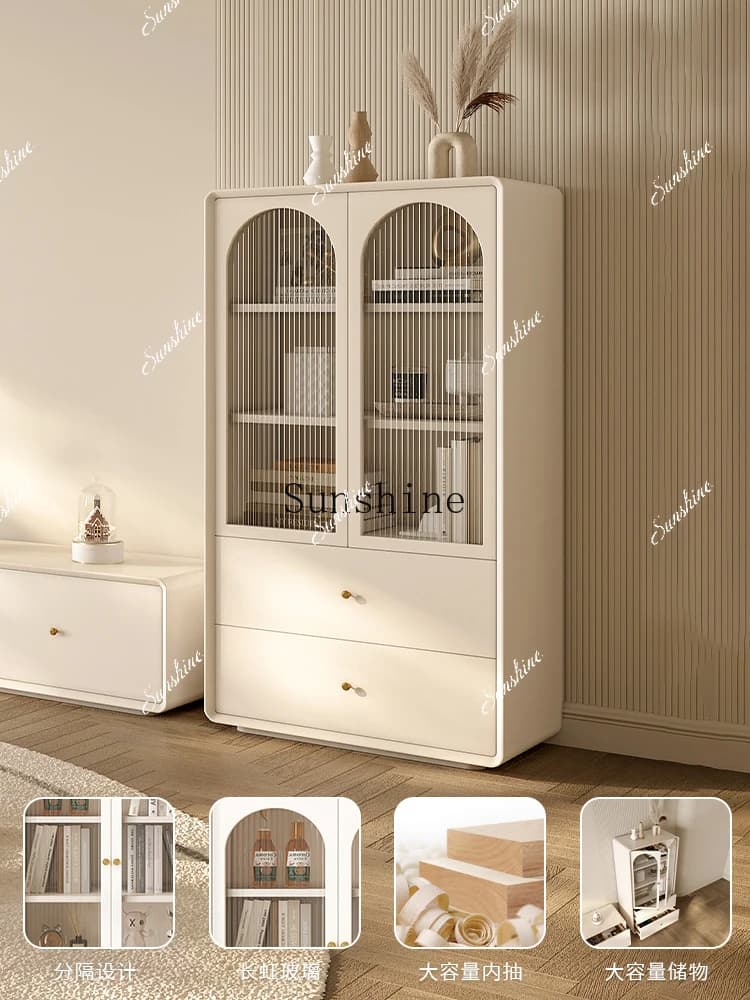 Bedroom solid wood cream wind living room special wall chest simple TV locker  FT