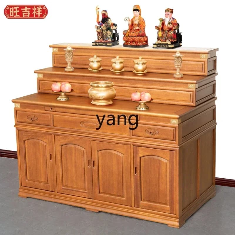CX stepped altar cabinet solid wood shrine new Chinese tribute table three-layer table