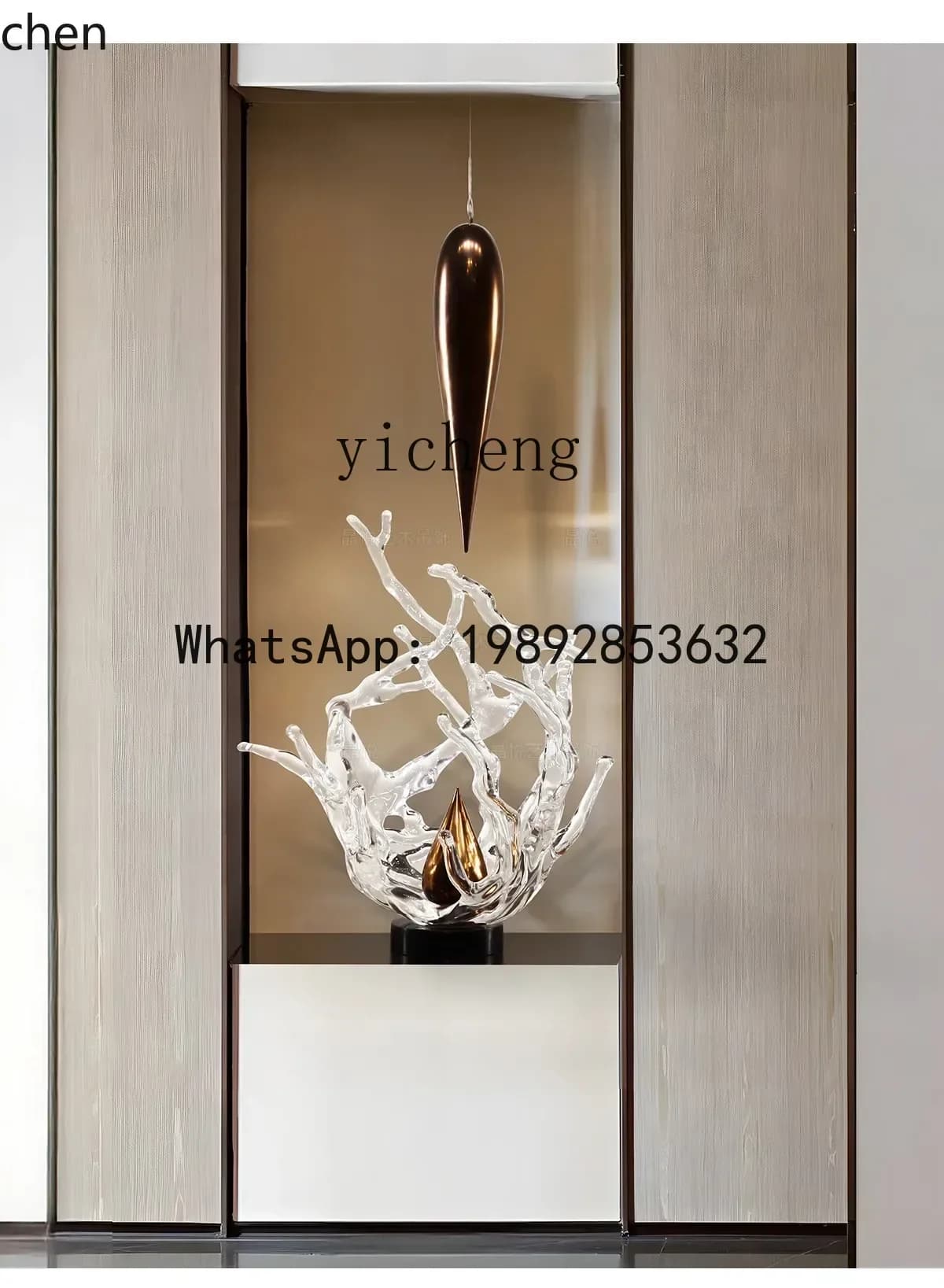 X7  Niche Water Drop Sculpture Pendant Art Hanging Ceiling Soft Decoration Entrance Living Room Niche Transparent Wave Ornament