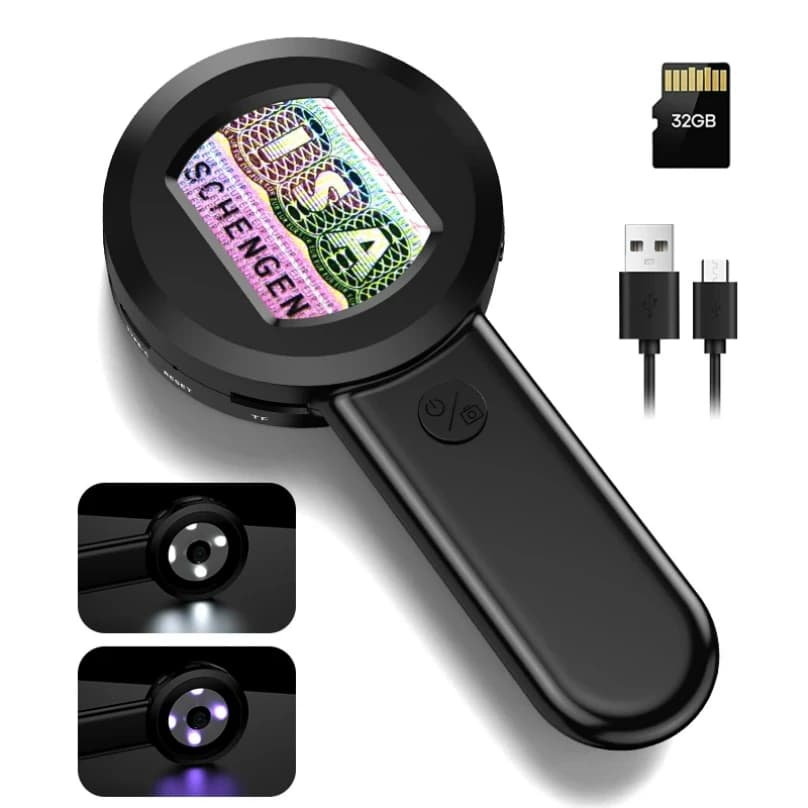 XMSJ  Digital Microscope 100X Zoom Magnifying Glass with Light Coin Magnifier with 2 Color Light Mode Windows/Mac Compatible