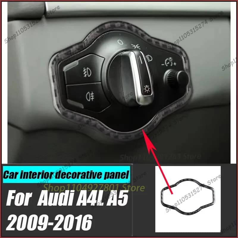 for Audi A4L A5 Q5 modified headlight button decorative frame carbon fiber special modified Q5 modified 2009 2010