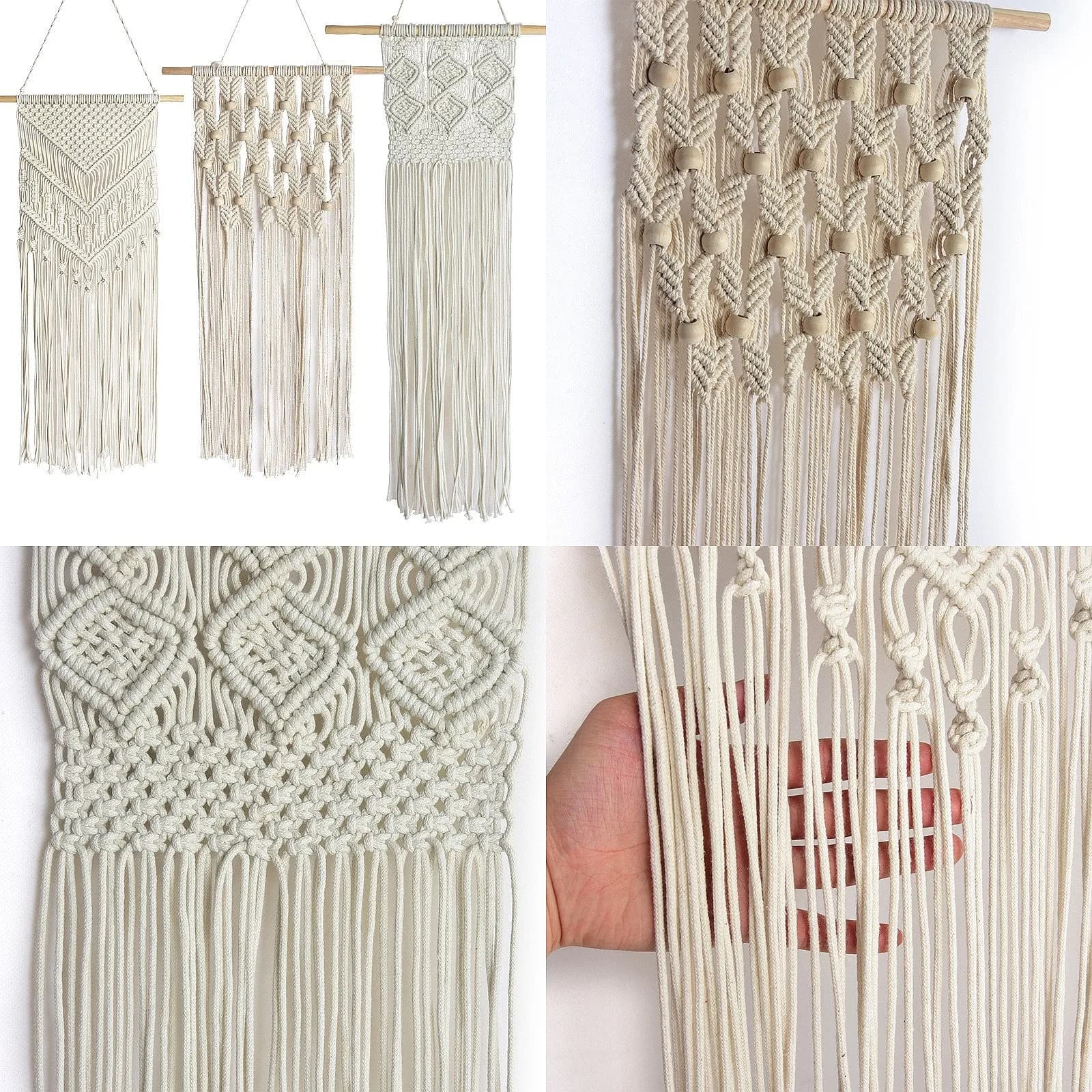 Vintage Boho Handwoven Tapestry Macrame Wall Hanging V-Shape Decor for Home Bedroom Living Room Art