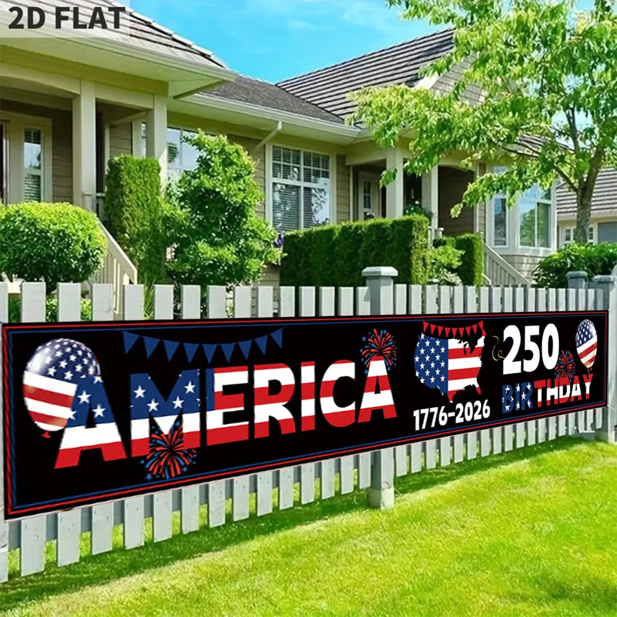 250th Anniversary Banner of The United States in 2026, America250 Event, 250 Years American Flag, for Independence Day, Parades