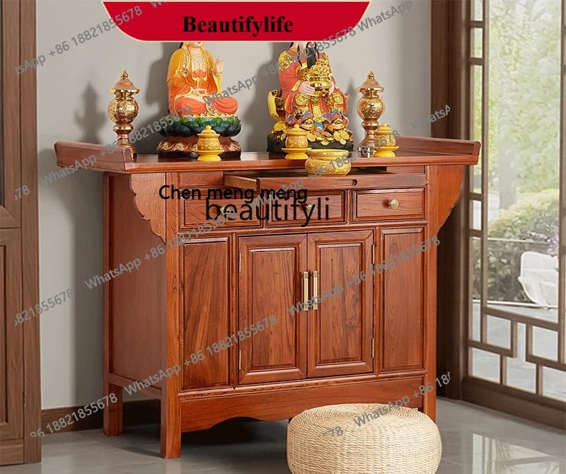 z183 Household Fotai Xianjia, vertical cabinet Zhongtang solid wood Fotai, God of Wealth worships the Buddha table