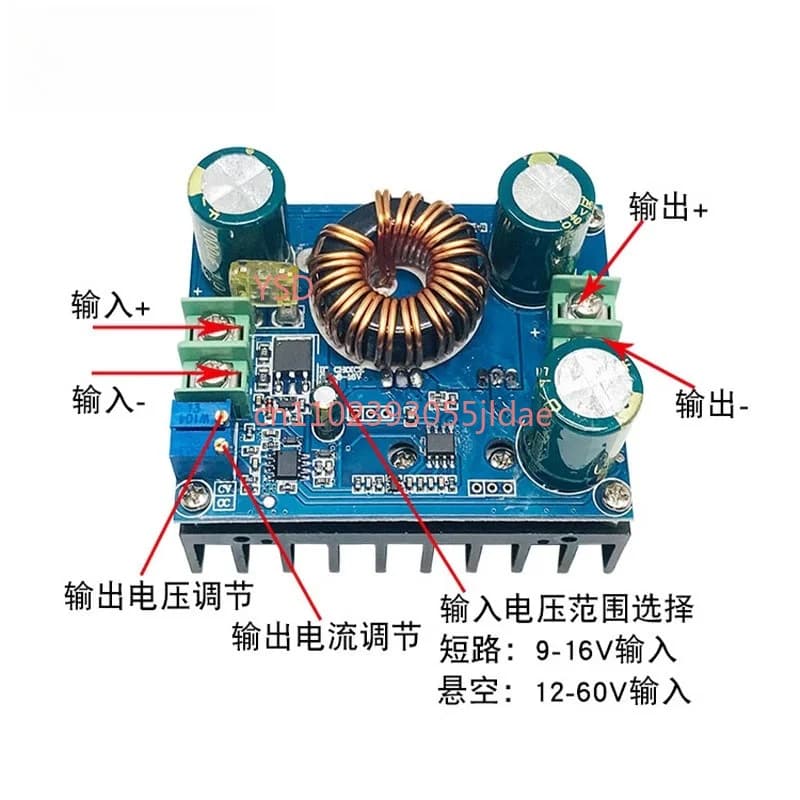 600W DC-DC Boost Power Module Constant Current Constant Voltage DC12-60V Input DC12-80V Output Adjustable Battery Charging Board