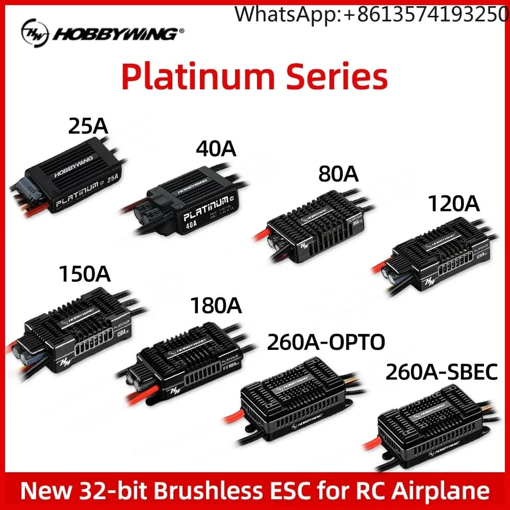 ​HOBBYWING Brushless ESC Platinum 25A 40A 80A 120A 150A 180A 260A 32-bit Brushless ESC For RC Helicopter Fixed Wing Aircraft