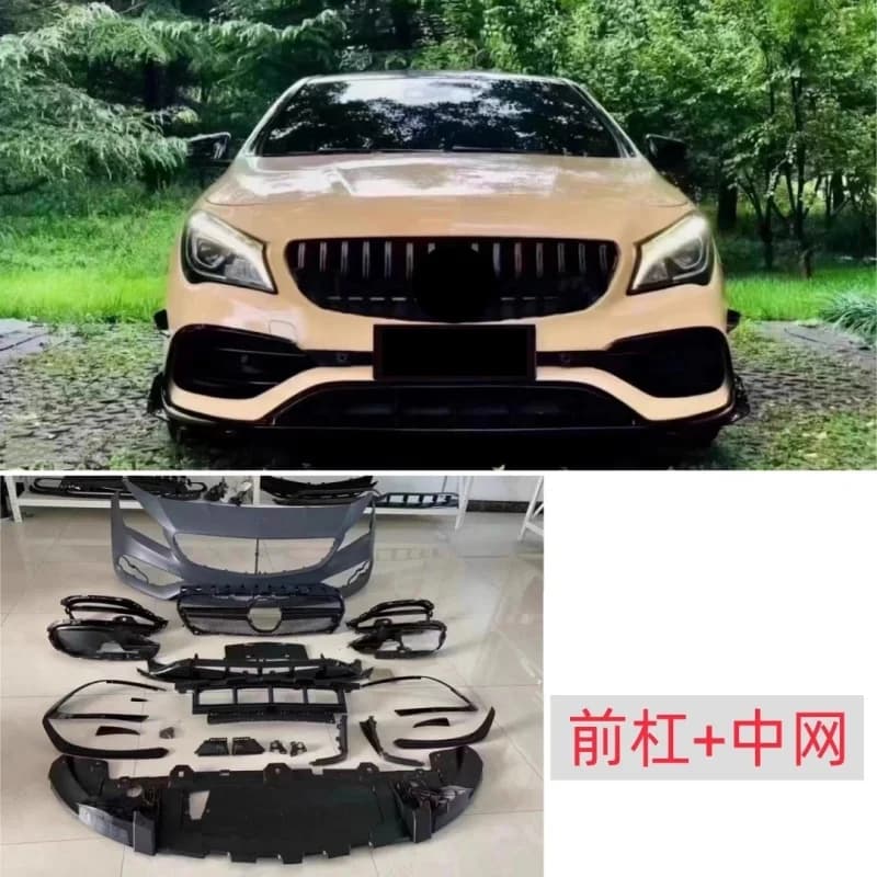 For Mercedes-Benz W117 CLA200 CLA260 2014-2019 convert front bumper grill Radiator Grille fog lamp frame unpainted kit