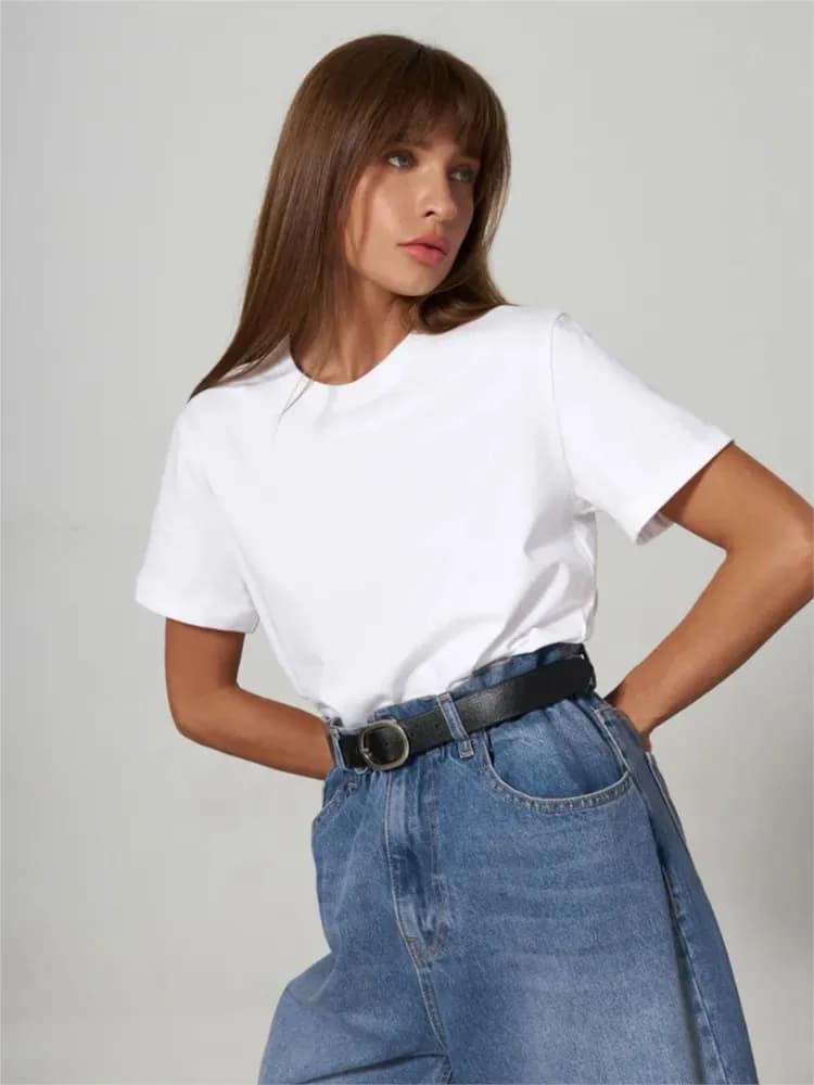 Short Sleeved T-shirt Summer New Women's Fashion Casual Home Commuting Versatile Round Neck Short Sleeved T-shirt