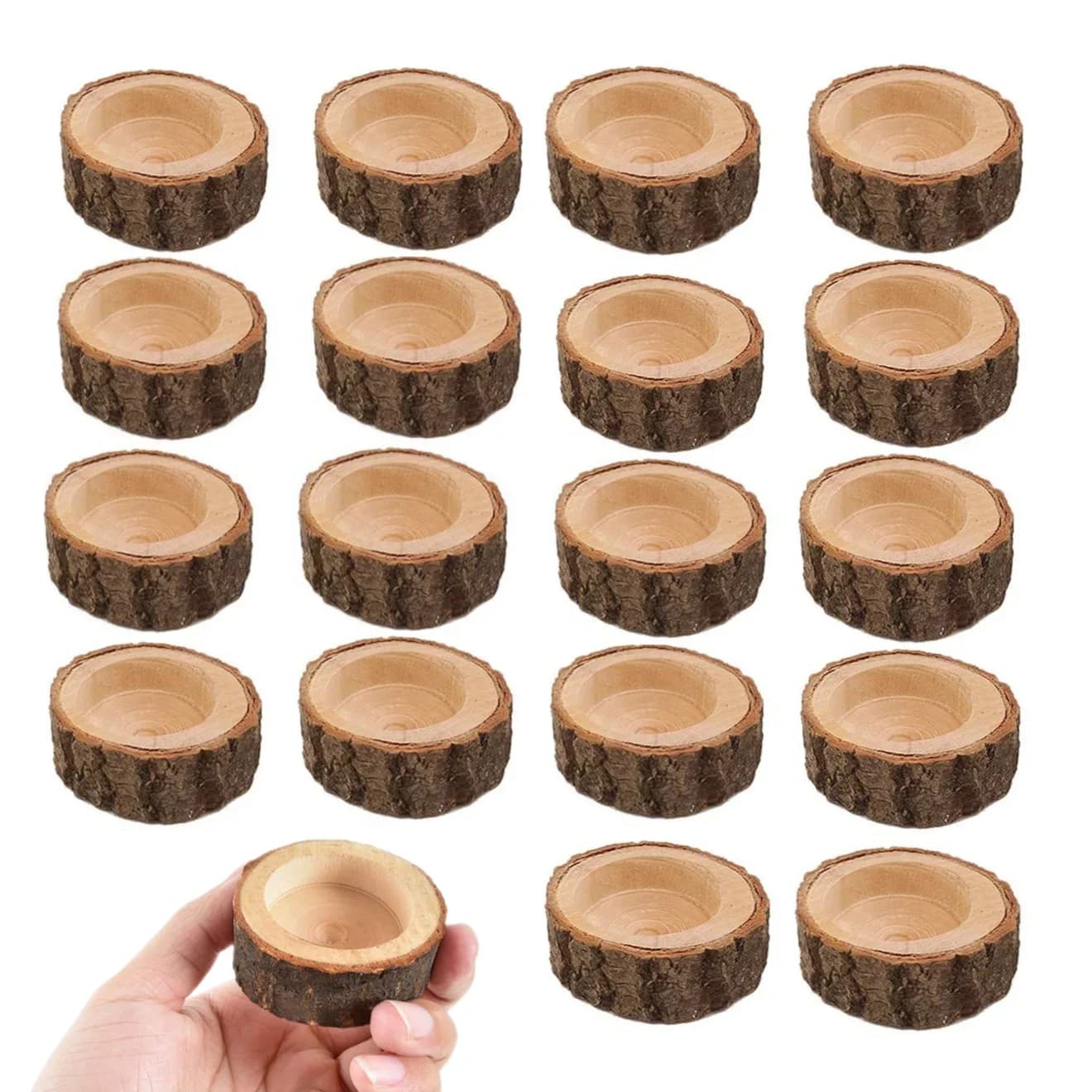 12/24PCS Tea Light Candle Holders Wooden Votive Tealight Holder Tealight Candlestick Wedding Centerpieces Home Christmas Party