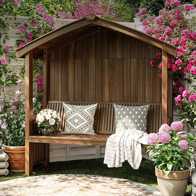Wooden house seat gazebo leisure chair outdoor courtyard garden arrangement outdoor solid wood small