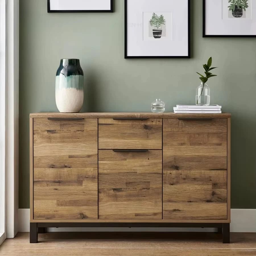 xx-Panel Oak Wooden Sideboard Cabinet Reclaimed Particle Board Storage Furniture Living Room Home Hotel Bedroom^