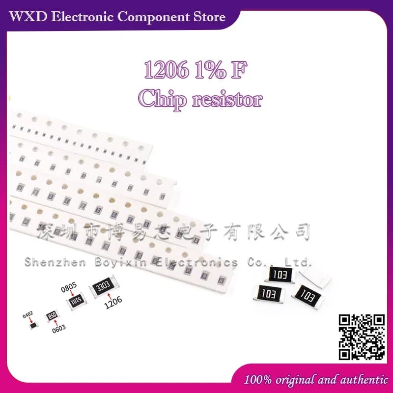 100Pcs/5000Pcs SMD 1206 1% High Precision 1R 2R 3R 4R 5.6R 10R 20R 30R 40R 56R 68R 82R 0.1R 100R 220R 470R 1K 10K 20K 33K 82K